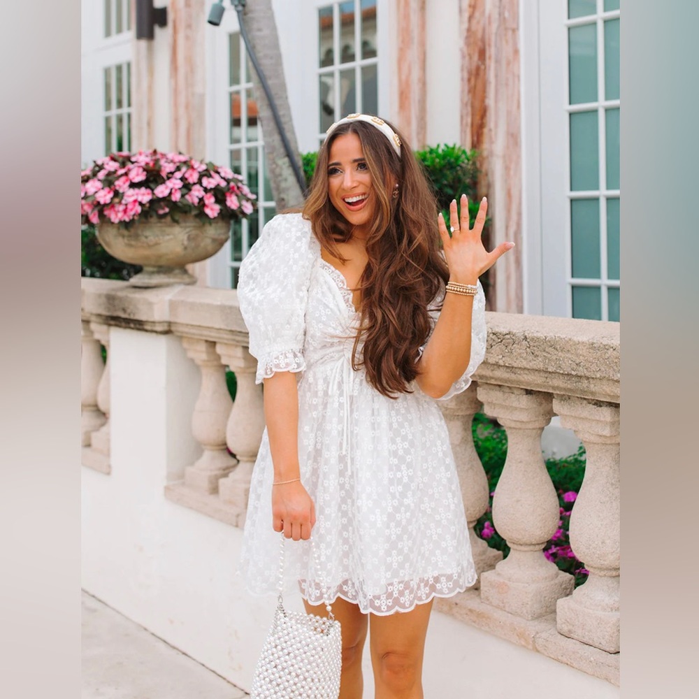 BuddyLove Colby Puff Sleeve Mini Dress - Ivory Eyelet